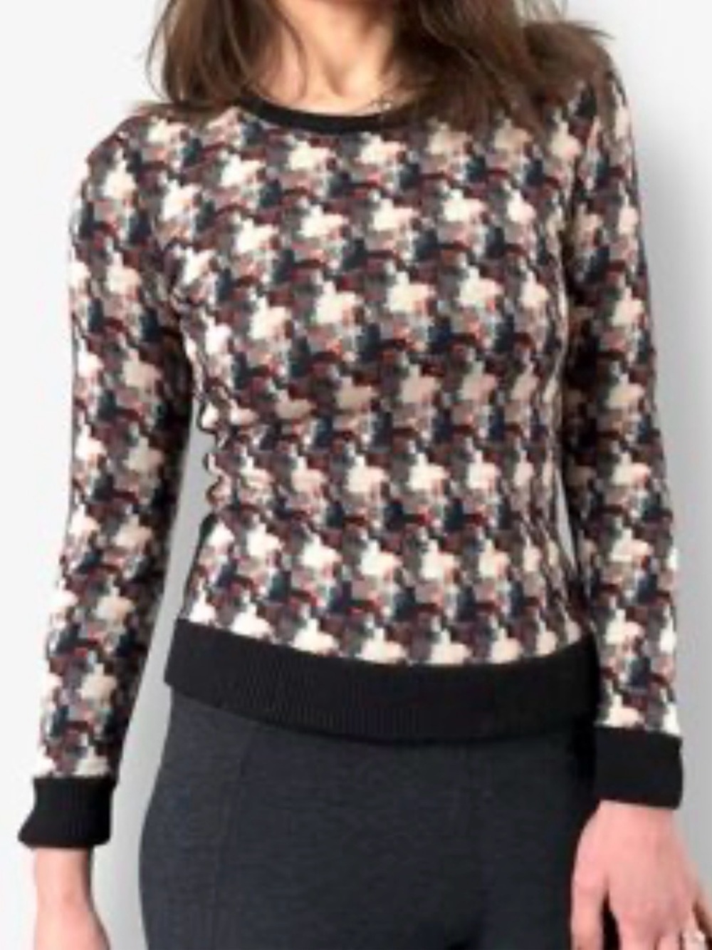 Rag & Bone Mariah Sweater 100% Wool Houndstooth Crewneck MSRP $295 USD